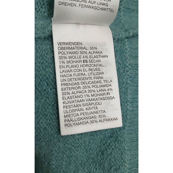 And other stories womens small cat lover sweater mockneck alpaca spruce green - Picture 8 of 8